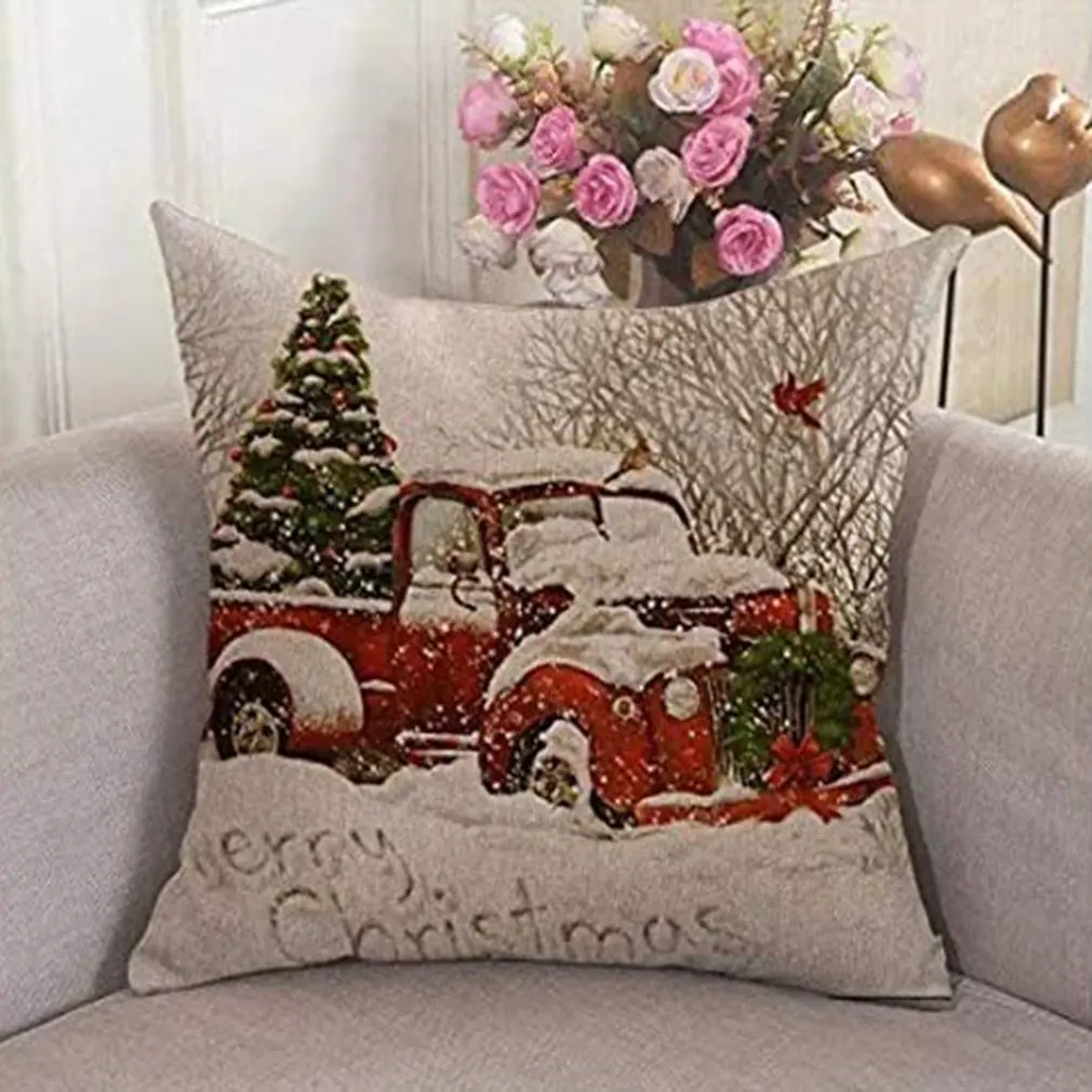 

Christmas decoration cushion set Santa Claus sofa pillowcase holiday decoration pillowcase linen pillowcase 45cmx45cm