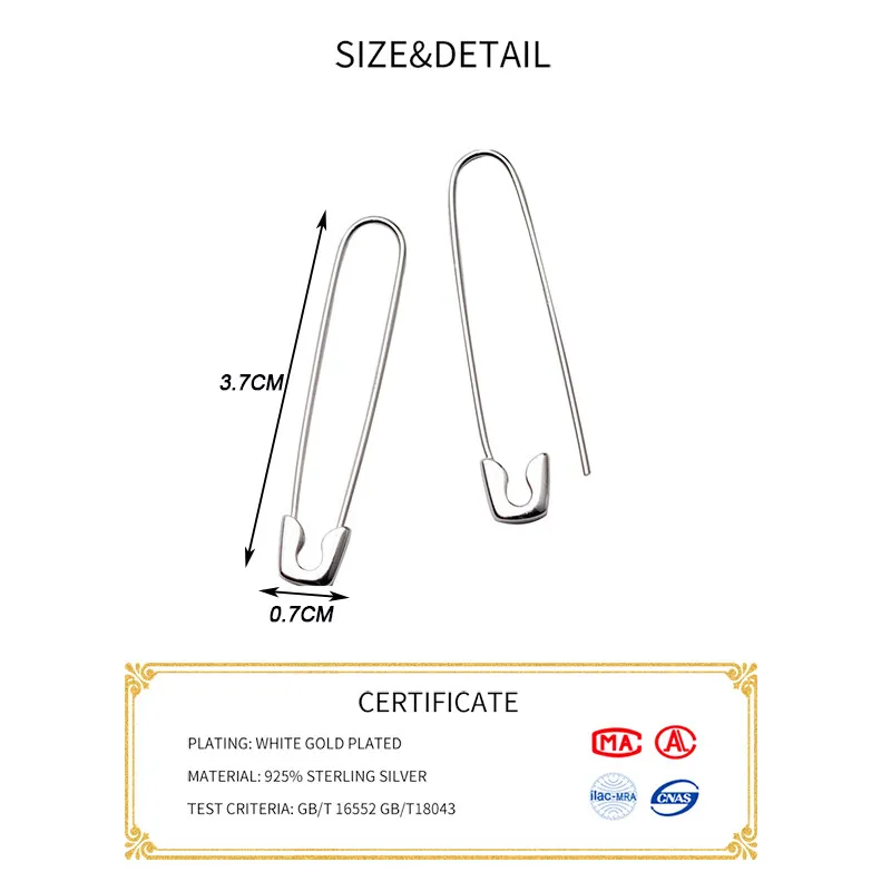 Серьги-кольца женские из серебра 925 пробы с геометрической булавкой 2019 |