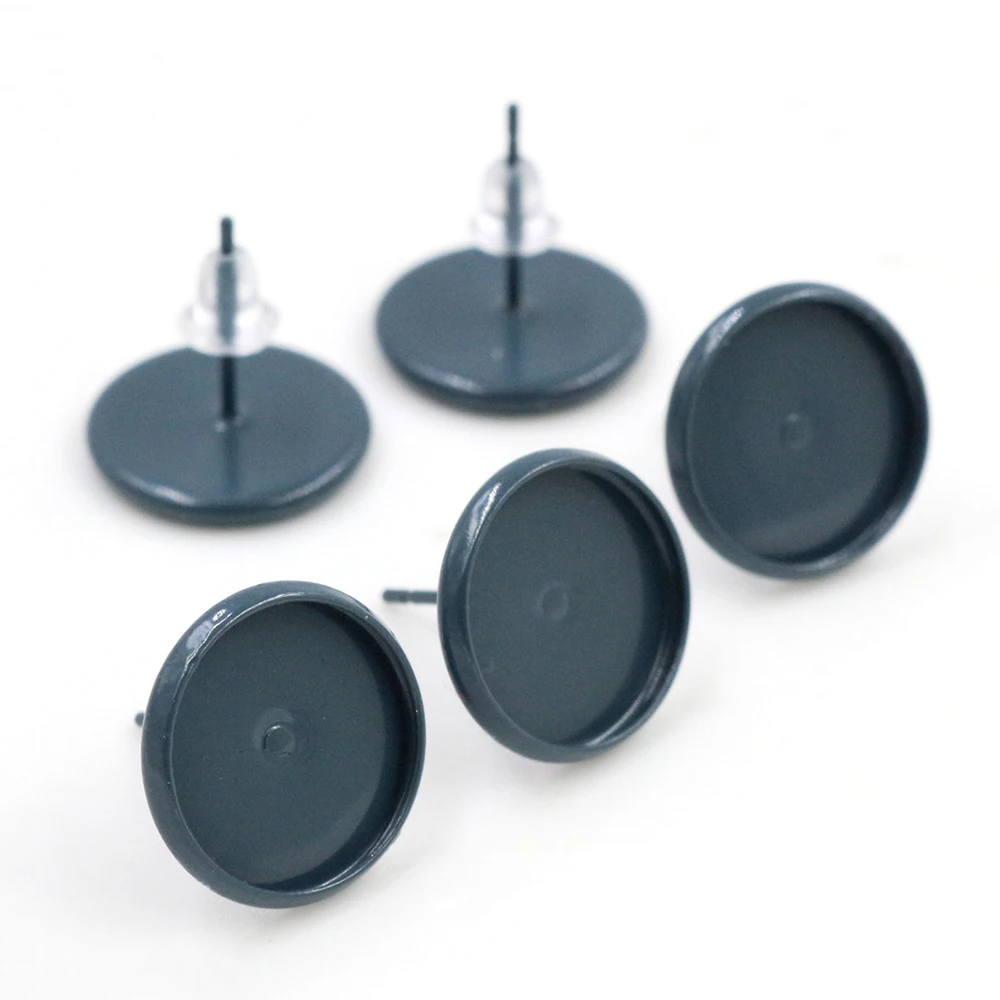 (Новый цвет) 12 мм 20 шт./лот 10 цветов покрытые серьги шпильки пустые/основание