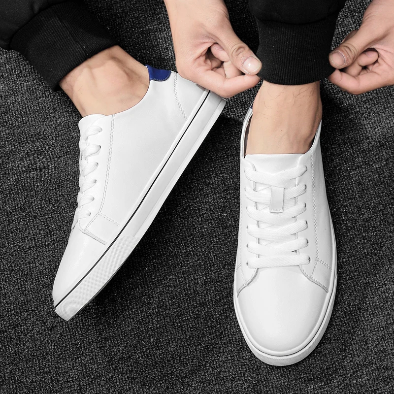 

Casual Men Leather Dress Shoes Mens oxfords genuine Leather Moccasins Driving Shoes outdoor breathable white Shoes For Men