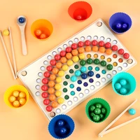 rainbow montessori wooden toys clip beads puzzle board matching game baby learning educational toys for children 25 36m
