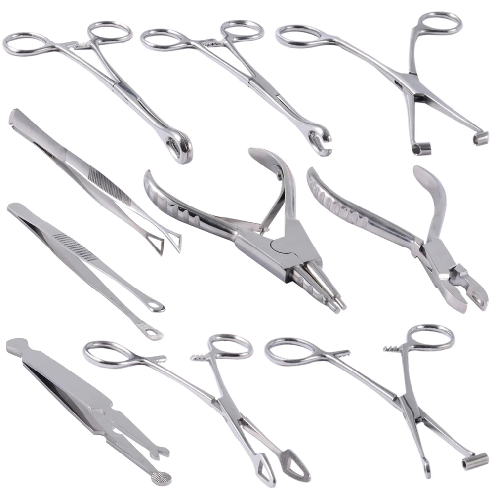 1PC Professional Tool Surgical Steel Open Triangle Close Ring Needle Pipe Clamp Plier Tweezers Belly Body Piercing Puncture - купить по