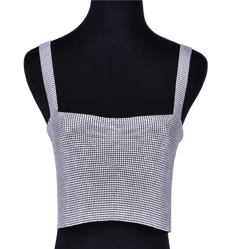 

European and American foreign trade jewelry popular Sequin metal suspender vest nightclub sexy women's split top