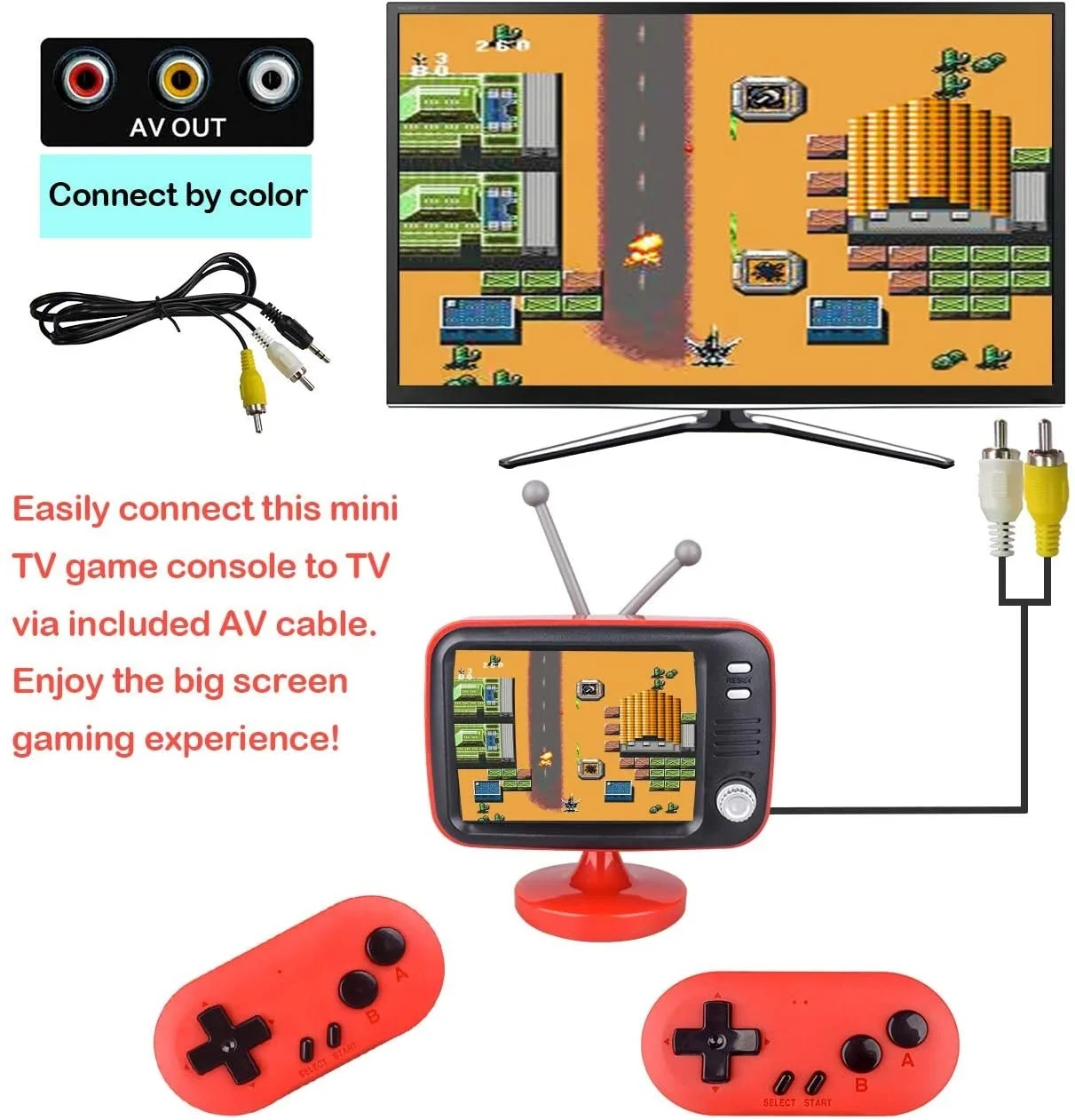 

Wolsen Retro Handheld Game Console Mini Game Player With 300 Classic Game Mini TV Style Game Machine With Wireless Controller