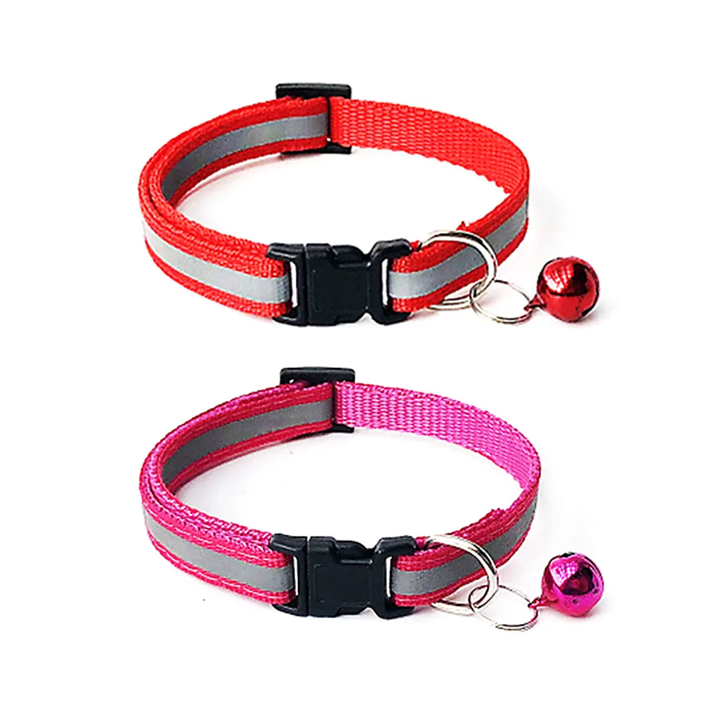 

Safety Breakaway Cat Collar Reflective Nylon Pet Puppy Small Dog Kitten Cat Collar With Bell Dog Collars Dog Accessories