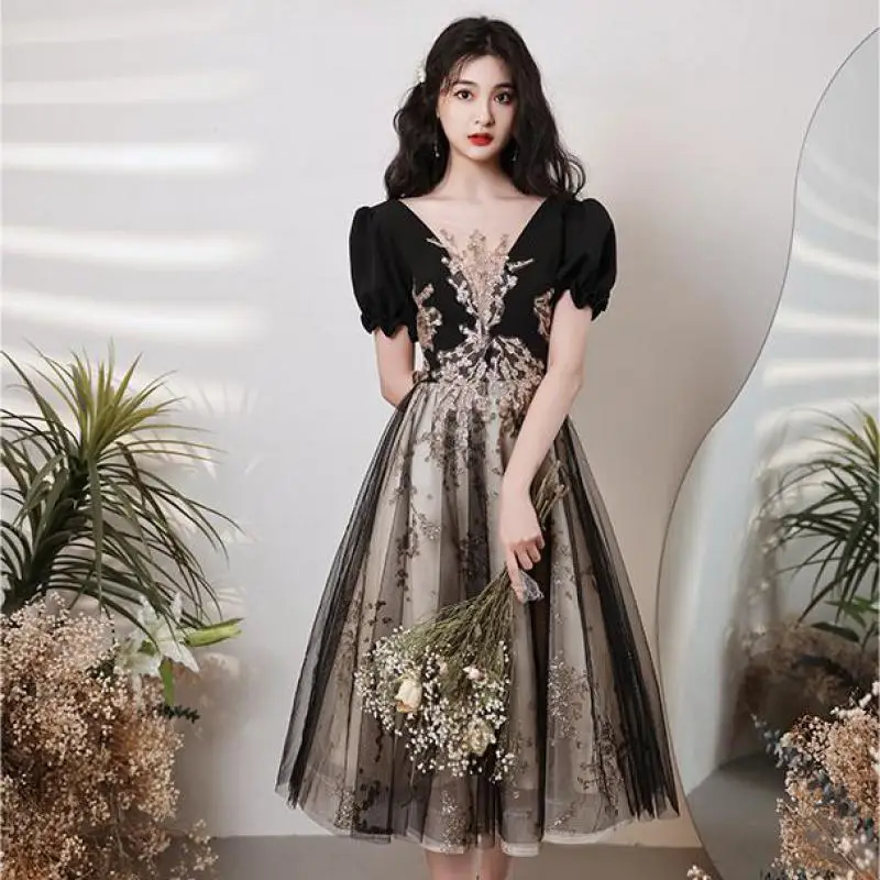 

Женское вечернее платье-Ципао, элегантное Сетчатое платье с V-образным вырезом в стиле звезд, для торжественных вечеринок, для лета