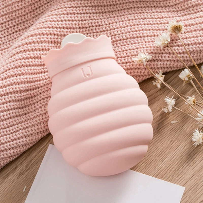 Xiaomi Jordan&Judy сумка для горячей воды 620 мл/313 мл Микроволновая печь нагревательная силиконовая бутылка зимний нагреватель с трикотажной крышкой грелка горячей воды - Цвет: 313ML Pink