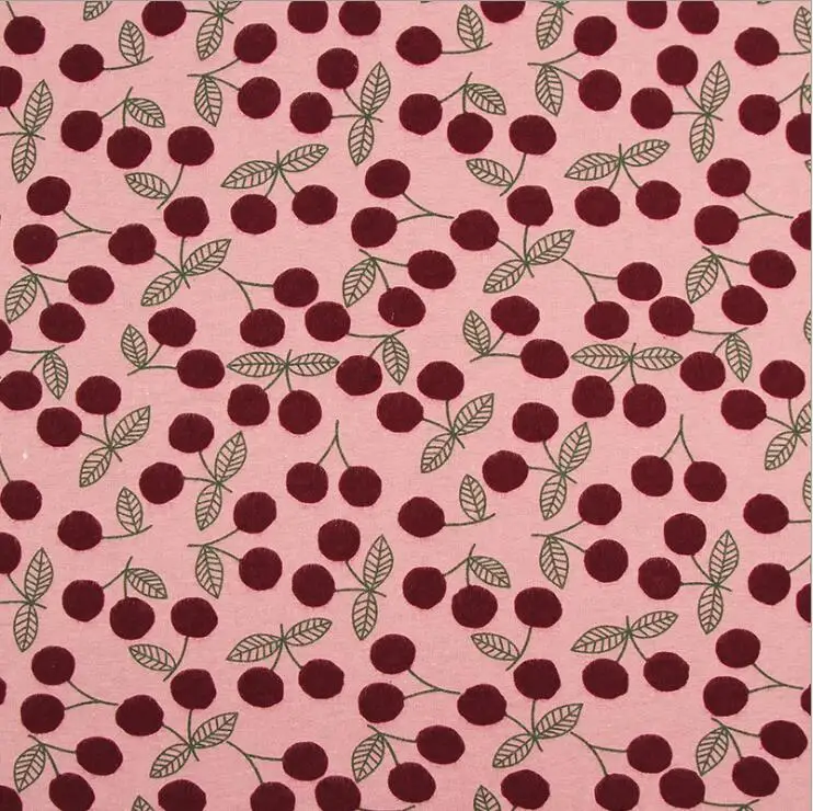 

145 x 100 cm Cherry Cotton Rushed Fabric DIY Home Quilt Children's Wear Cloth Make Summer Women's Dress Skirt Decoration 160g/m