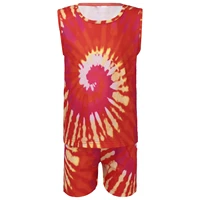 2pcs kids boys girls summer casual tracksuits sports suit tie dye print t shirt shorts childrens sets running exercise outfits