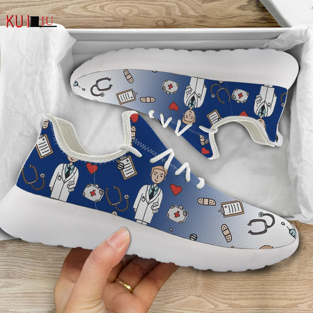 

KUILIU Gradient Cartoon Doctor Custom Men's Running Shoes Mesh Knitting Sports Shoes Lightweight Breathable Women Sneakers