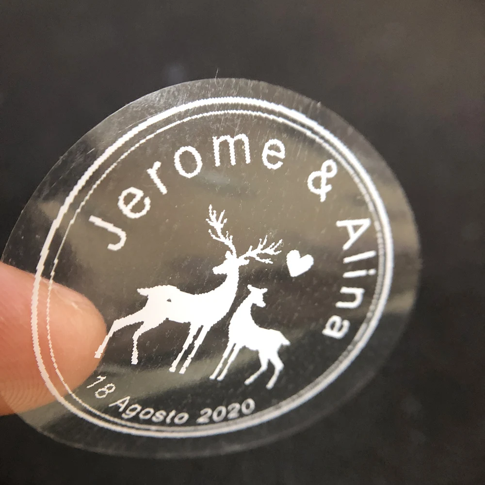 

ABC -100 pcs/set silver gold Transparent Labels,Custom handmade party Wedding Favor Stickers ,Personalized gifts bag labels