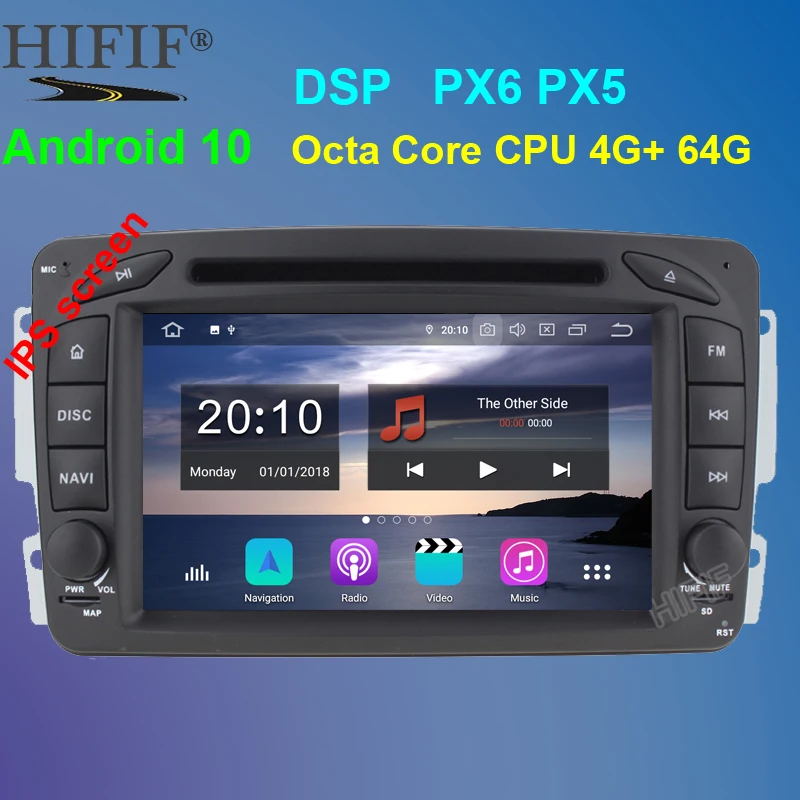 Px6 Android 10 8Core 4GBRAM 64GBROM CarDVD плеер Радио Стерео GPS для Benz CLK Class W209 CLK200 CLK220 CLK55 CLK63 AMG W219 |
