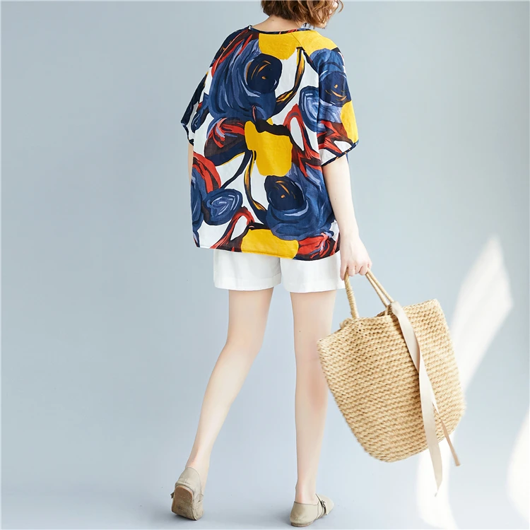 

New Short-sleeved Women's T-shirt Summer Printing Round Neck Korean Comfortable Tshirt Fashion Large Size Loose Cotton T Shirt