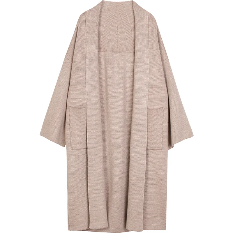 Зимний Элегантный флисовый вязаный кардиган Шерстяной Свитер оверсайз очень