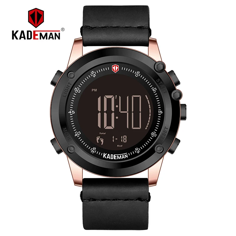 K698-RGB-W-B KADEMAN Tech цифровые часы модные спортивные мужские наручные часы Счетчик шагов 3ATM повседневные кожаные часы светодиодный дисплей Relogio Masculino - Цвет: K698-RGB-W-B