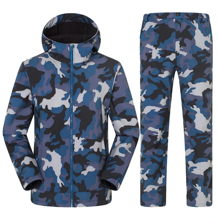

Winter Men Sets Camouflage Hiking Fleece Thermal Softshell Jacket Pants Suit Waterproof Outdoor Sports Camping Ski Trekking