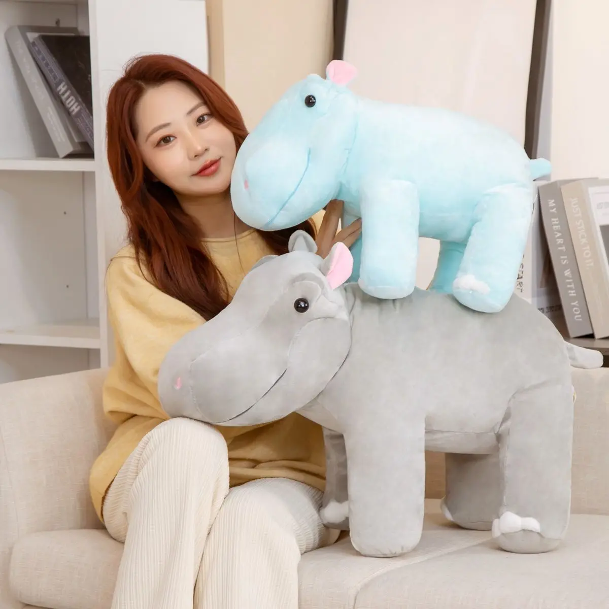 55/70CM cute stuffed toy big mouth hippo kids holiday gift pillow children's room | Stuffed &amp Plush Animals