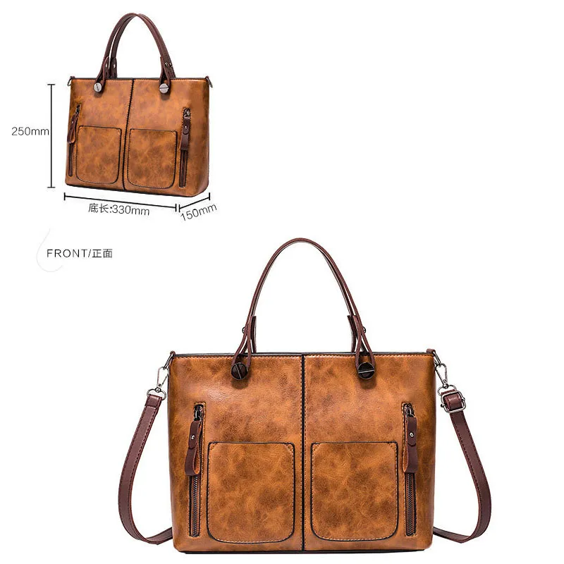 

Vintage Leather Shoulder Bag For Women PU Leather Female Handbag Large Capacity Crossbody Bag Casual Lady Purse bolso