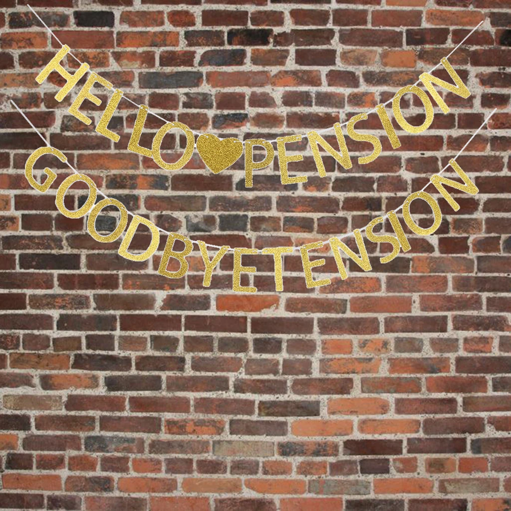 Блестящий Привет пенсия до свидания Натяжной баннер выход для вечеринок