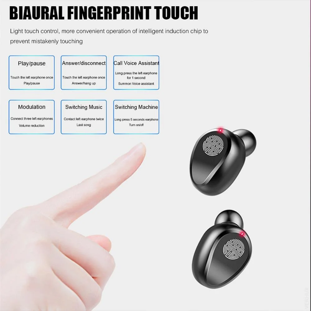 Murah F9 TWS Headset Nirkabel Kotak Pengisi Daya Kapasitas Besar Earphone Bluetooth Kompatibel Olahraga Tahan Air Dengan Kontrol Sentuh 9D HiFI