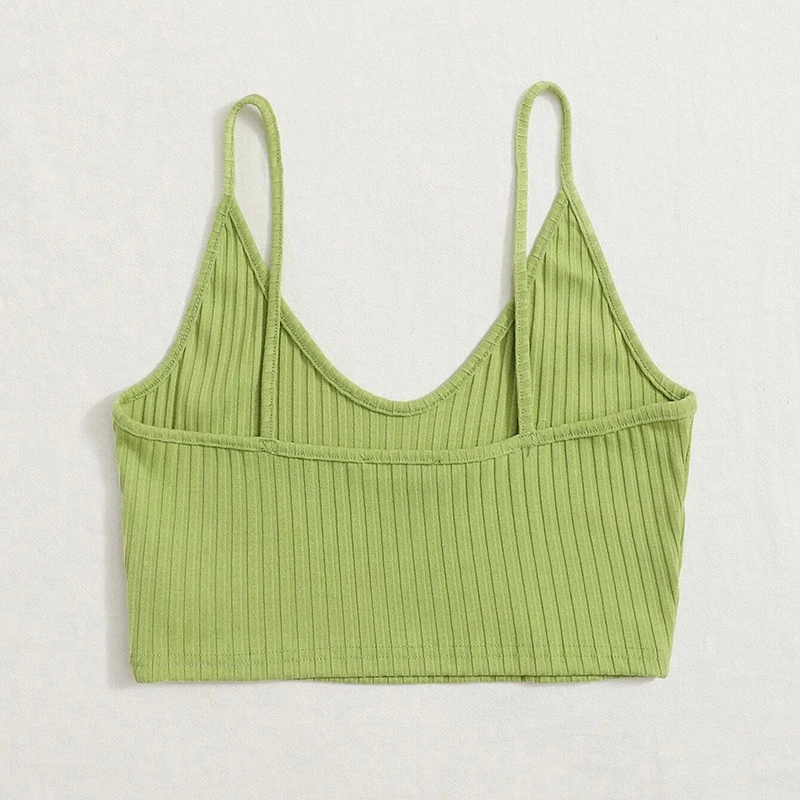 Майка женская трикотажная в рубчик однотонный топ на бретелях-спагетти с