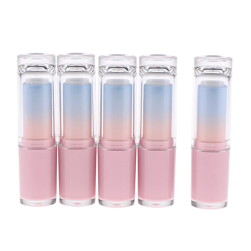 

5pcs Plastic Empty DIY Cosmetic Lipstick Lip Balm Containers Tubes + Clear Caps for Lipstick Samples Lip Balms