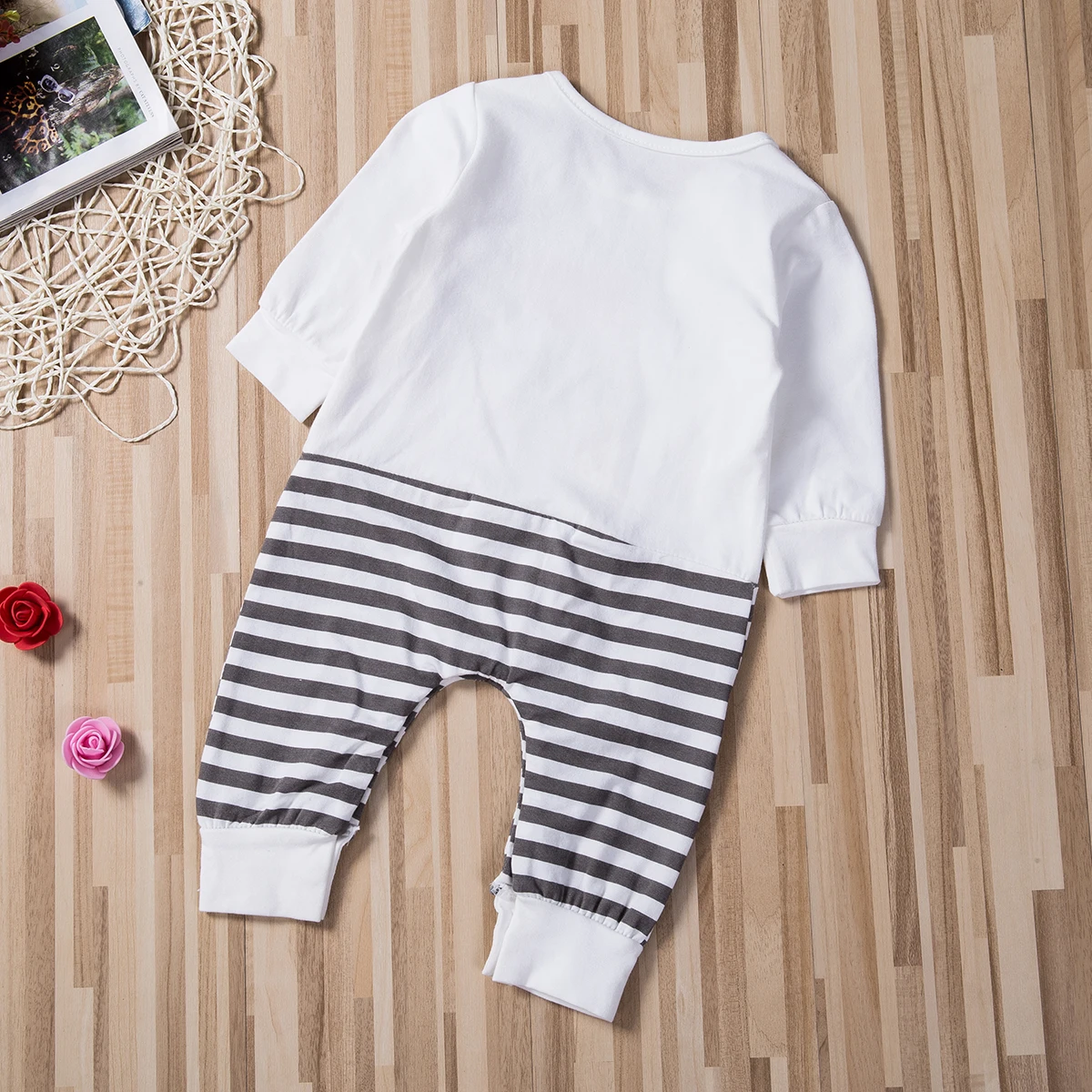

Newborn Kids Baby Girls Boy 0-18M Long Sleeve Striped Romper Jumpsuit Outfits Clothes