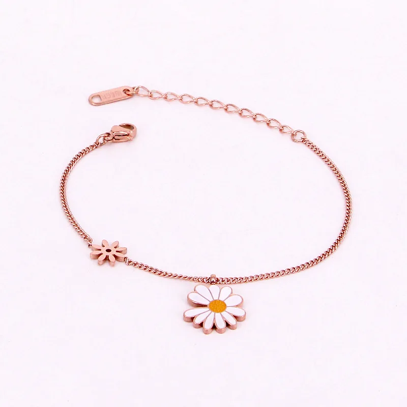 Модная желтая цепочка из нержавеющей стали с цветком маргаритки подвеска