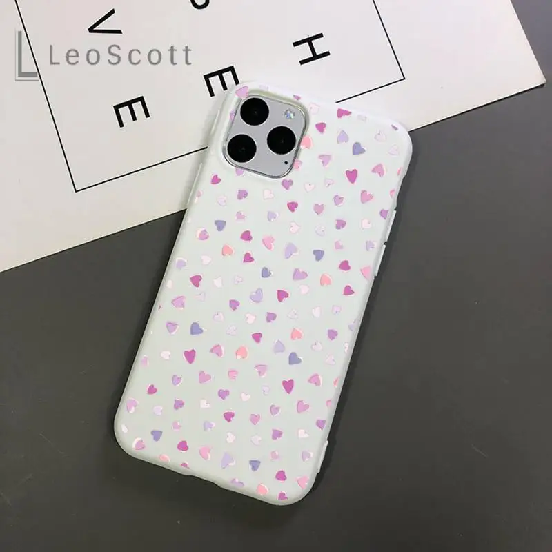 

fashion Love Heart pink cute Phone Case Candy Color for iPhone 11 12 mini pro XS MAX 8 7 6 6S Plus X 5S SE 2020 XR