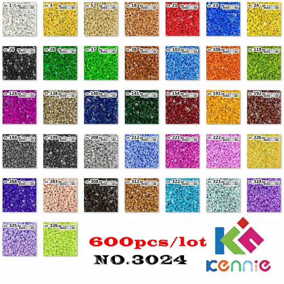 

600 шт./лот Kennie NO.3024 объемные цветные части навалом 1x1 частицы низкого кирпича классические маленькие строительные блоки части DIY игрушки 2B