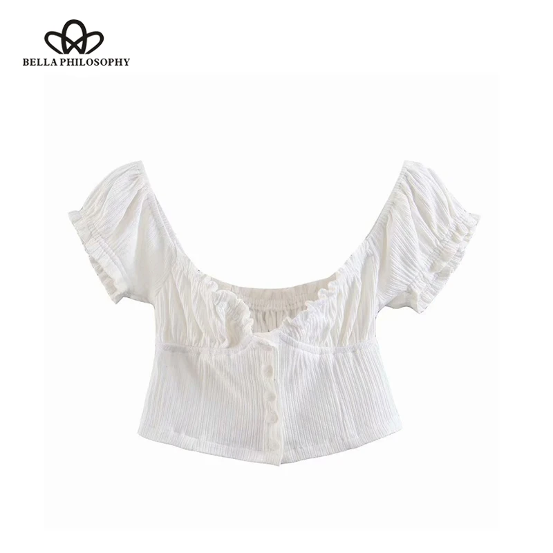 Luck A женские летние топы блузки черные белые укороченные Сексуальная Блузка с