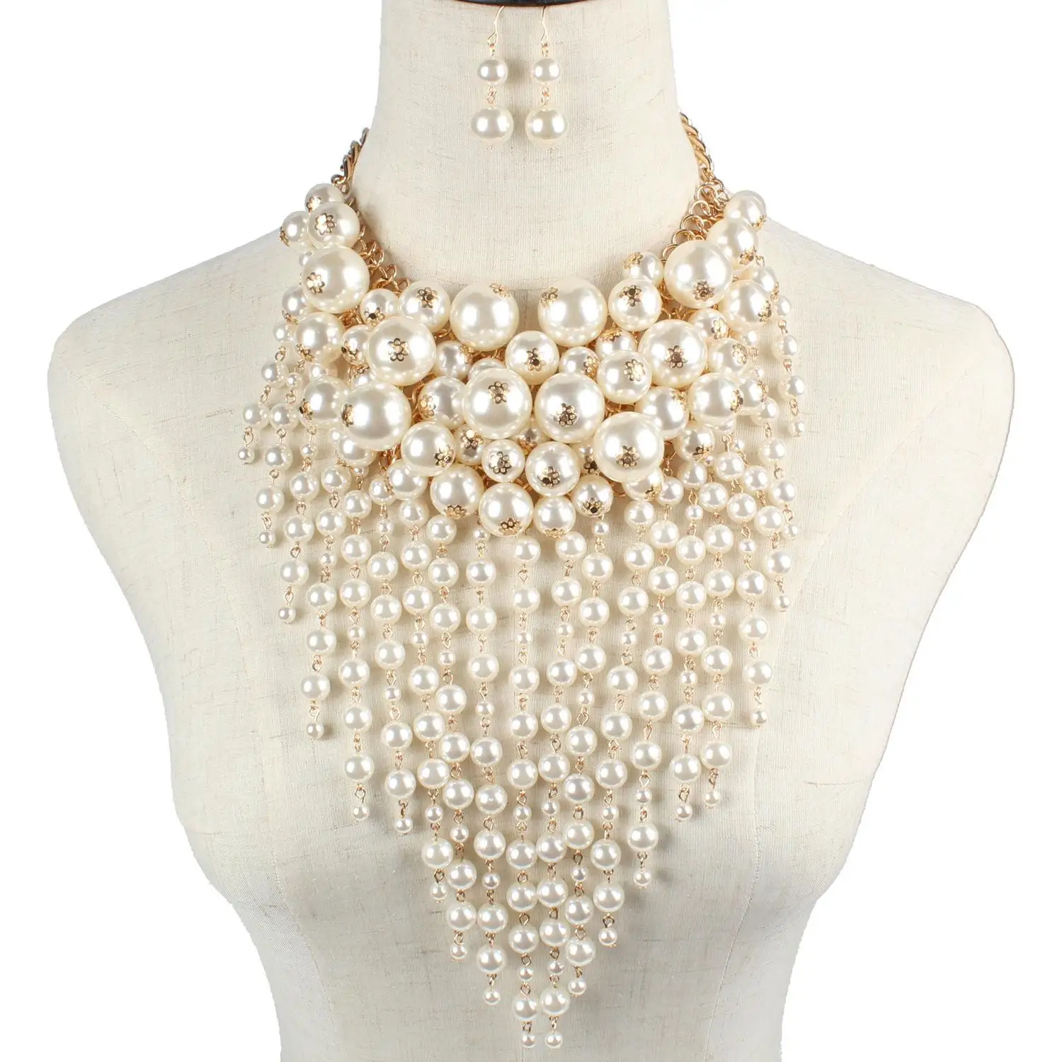 

Exaggerated Multi-layer Tassel Pearl Necklace Statement Luxury Jewelry Vintage Jewelry On The Neck Choker Gift To Girlfriend
