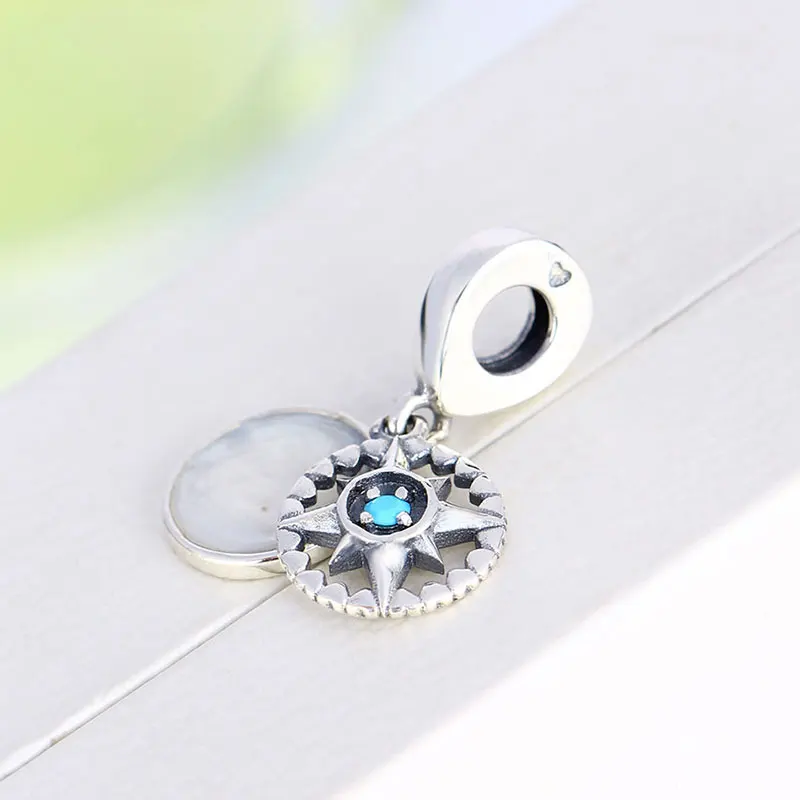 

2020 925 Sterling Silver Round Enamel Openwork Compass Bead Pendant Fit Original Pan Charm Bracelet For Women Making Berloque