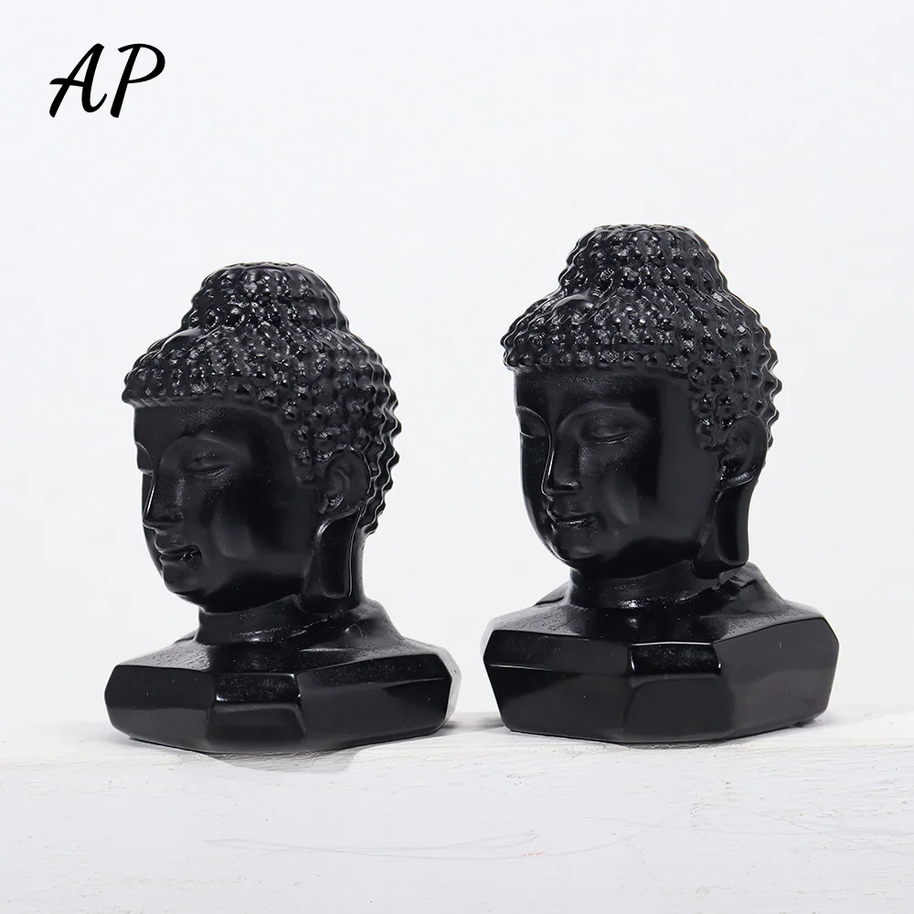 

1PC Natural Obsidian Hand Carved Figures Sakyamuni Bodhisattva Crystal Carving Religious Decorative Feng Shui Ornaments