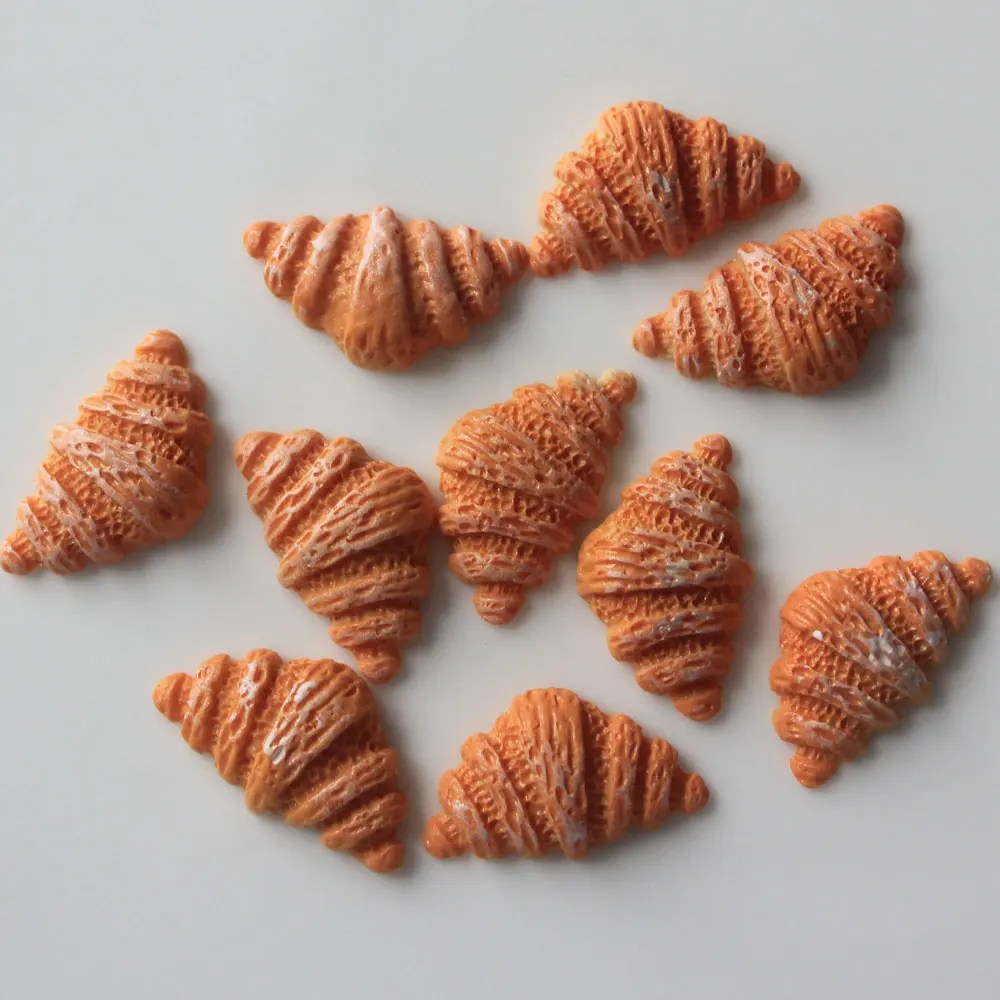 Mix Color Mini Croissant Doll House Kitchen Bakery Decor Miniature Bread Food Resin Planar Hair Bow Embellishment | Дом и сад