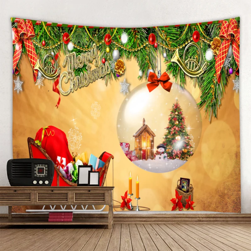 

Christmas tapestry Christmas art background printing wall hanging Christmas home decoration New Year wall decoration tapestry