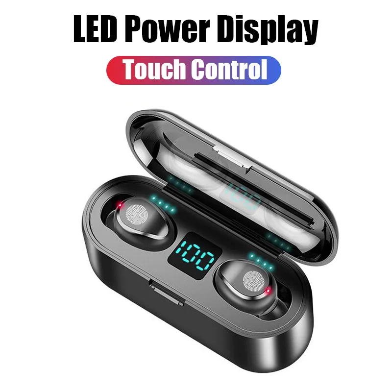 Touch Control VOULAO, Bluetooth 5,0, наушники, 8D, стерео, беспроводные наушники, спортивные, водонепроницаемые, свободные руки, наушники, гарнитура с 2000 мАч, внешний аккумулятор - Цвет: Touch Control