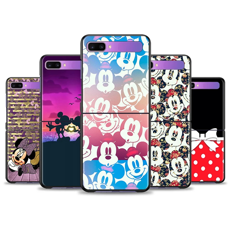 Чехол для Samsung Galaxy Z Flip 6.7" Flip3 5G черный из твердого пластика для телефона с сегментированной защитой, милым изображением Минни Маус.