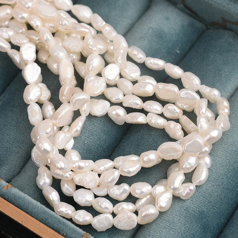 

Baroque Pearls Necklace 5mm Irregular Oval Shape Beads Freshwater Pearl DIY Strand For Fine Jewelry Making Accessories