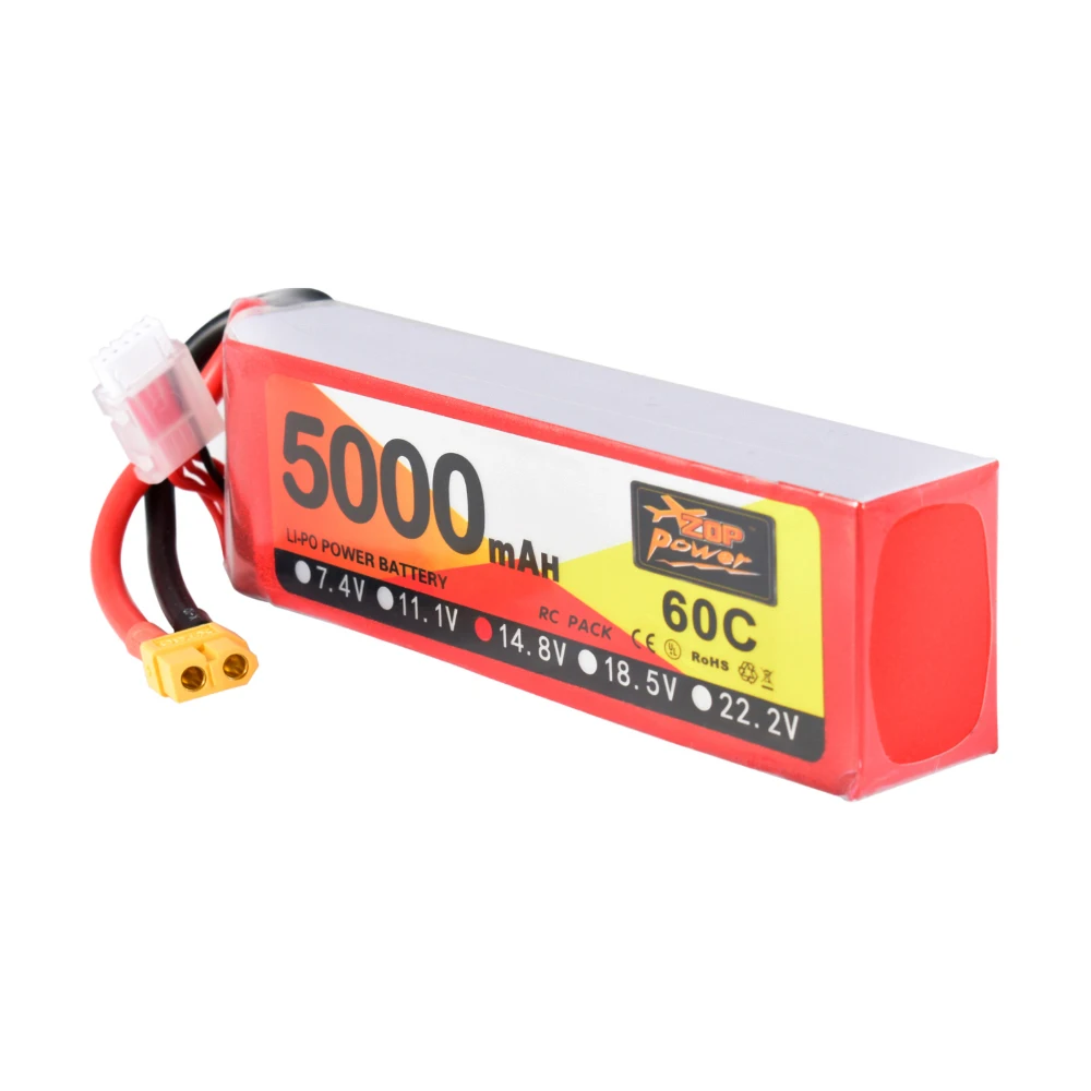 

Горячая Распродажа ZOP Power 14,8 V 5000mAh 60C 4S Lipo Battery XT60 Plug для радиоуправляемого квадрокоптера автомобиля самолета