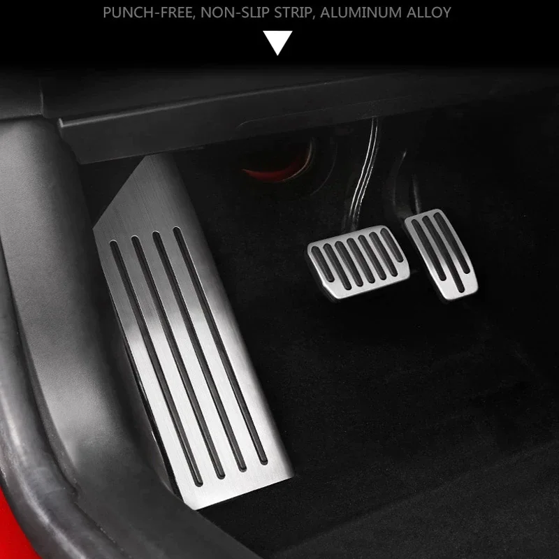 

vxvb For Tesla Model 3 Y 2021 Accessories Model 3 Aluminum Alloy Accelerator Brake Rest Pedal Car Foot Pedal Pads Covers Three