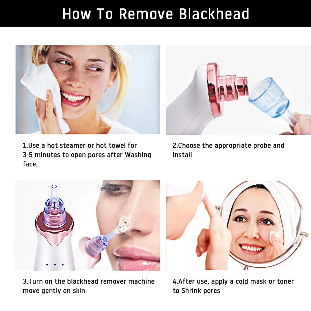 

Blackhead Remover Face Deep Nose Cleaner T Zone Pore Acne Pimple Removal Vacuum Suction Facial Diamond Beauty Clean Skin Tool