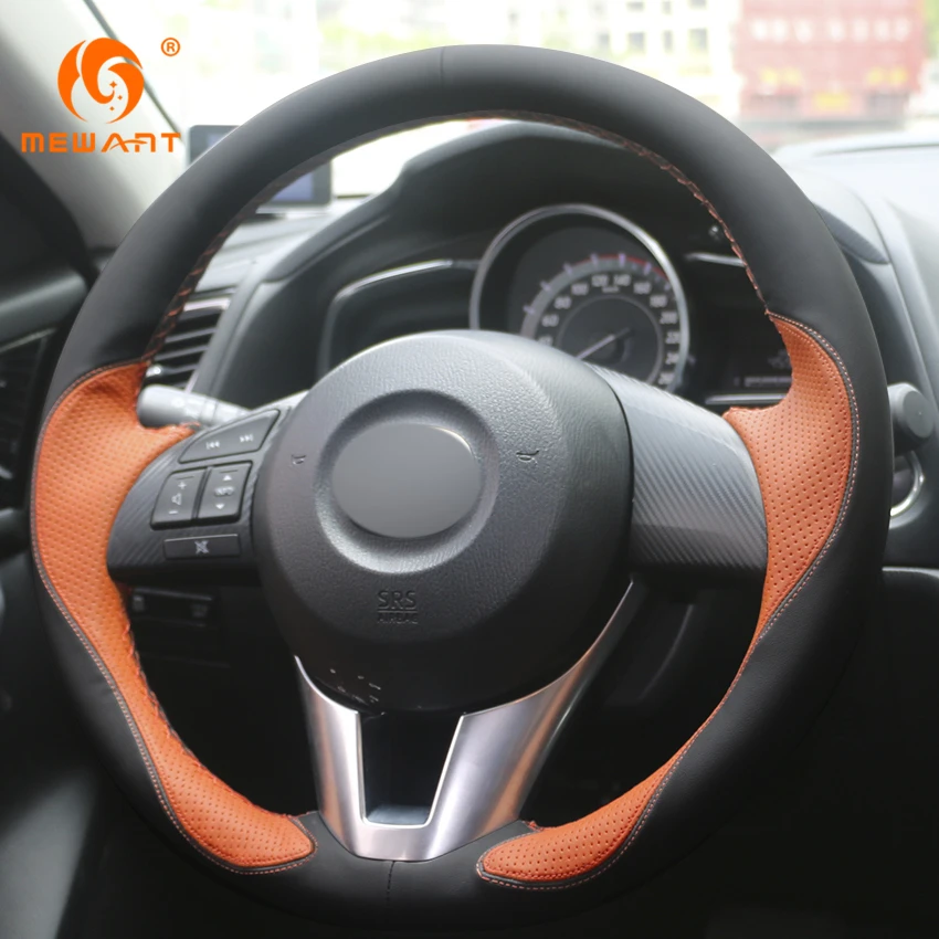 Чехол MEWANT из черной оранжевой кожи для Mazda 3 Axela 2013 2016 6 Atenza 2014 2017 2 2015 2017|car steering wheel
