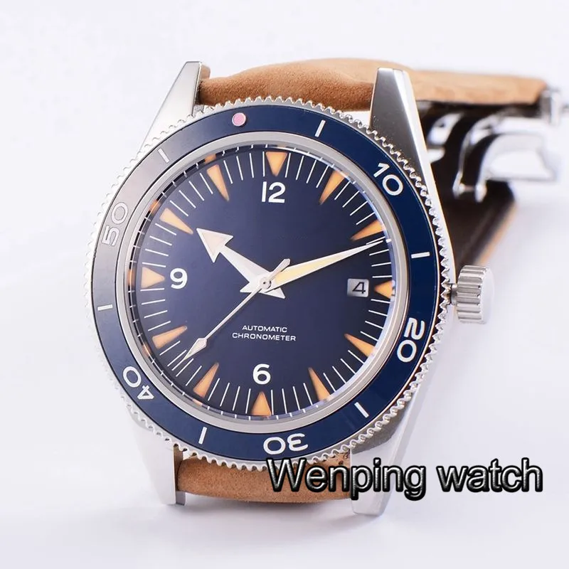 Мужские Роскошные Механические электронные водонепроницаемые часы с синим