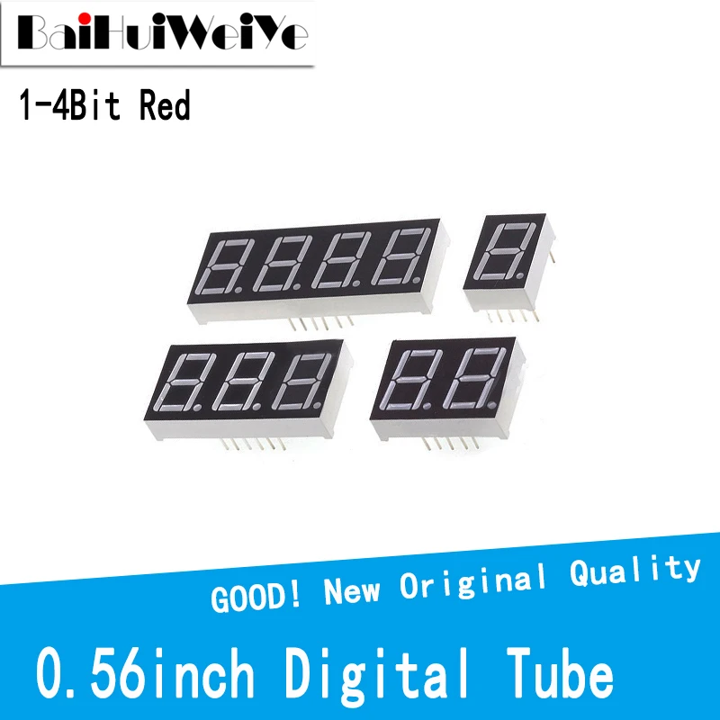 Светодиодный дисплей 0,56 дюйма, 7 сегментов, 1 бит/2 бит/3 Бит/4 бит, 5 шт./лот, Красный общий катод/анод, цифровой светодиод 0,56 дюйма
