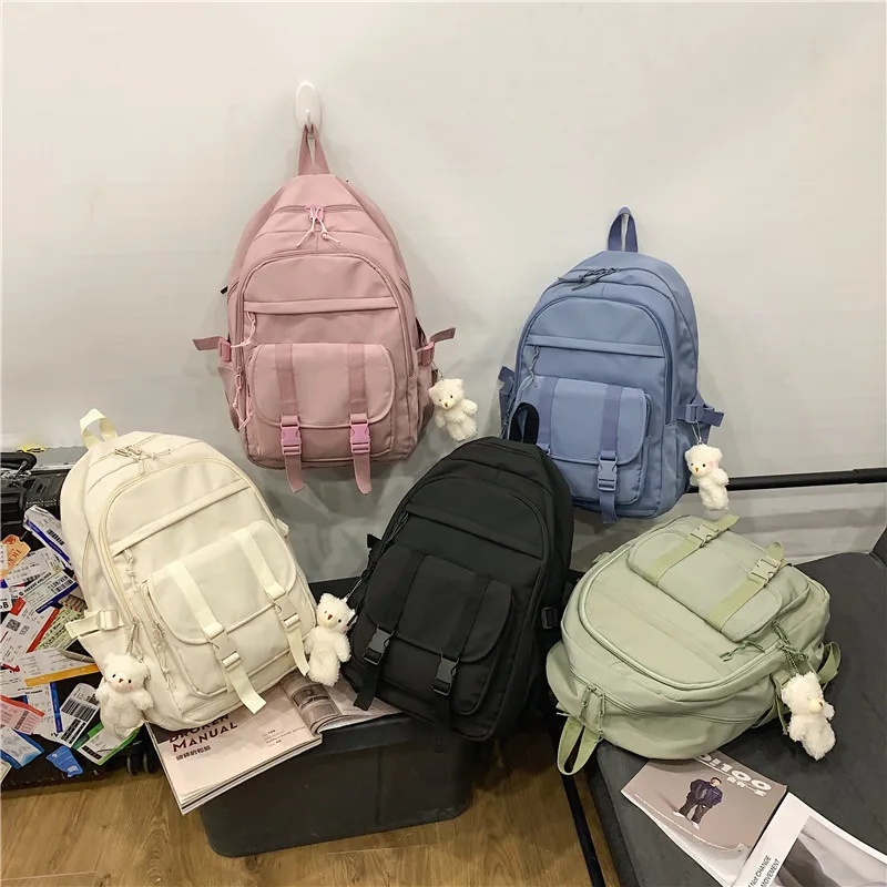 New Pockets Waterproof Nylon Women Backpack Female Large Capacity Mesh Travel Bag College Girl's Schoolbag