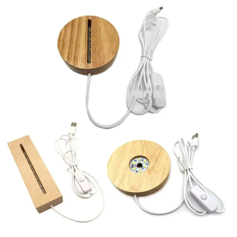 

Resin Art Wood LED Light Dispaly Base Crystal Glass Art Ornament LED Night Lamp R9JE