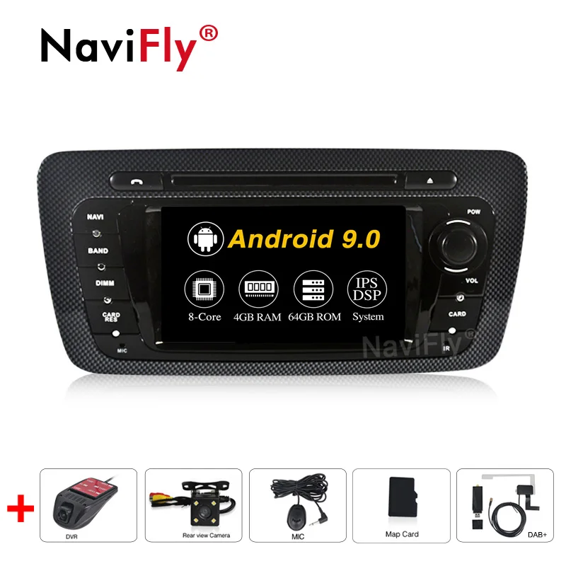 8 ядро ips DSP Android 9,0 Автомобильный мультимедийный dvd плеер радио для Seat Ibiza 6j 2009 2010 2012 2013 с can-bus поддержкой USB, SD карт памяти, WI-FI RDS gps Ibiza - Color: 8Core Camera DVR DAB