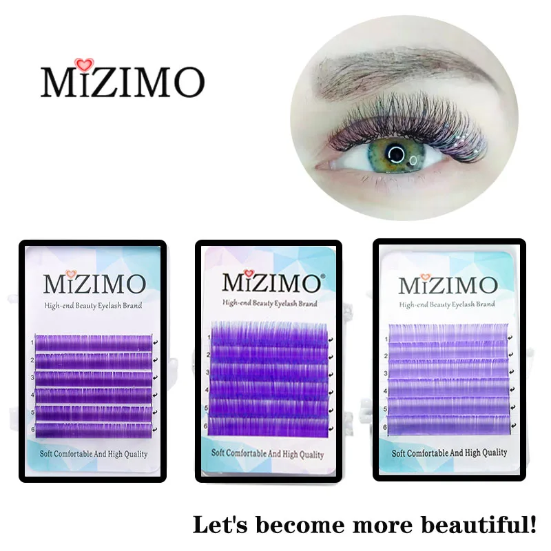Ed Eyelashes Makeup Dense, Natural, Elongated, Soft False Eyelashes Mizimo Tri-color Purple