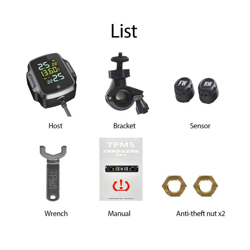 Motorcycle TPMS With QC 3.0 Fast Charging USB Output Motorbike Tire Pressure Monitoring System Tyre Temperature Alarm | Автомобили и